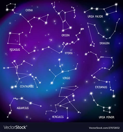 Sky map constellations background Royalty Free Vector Image