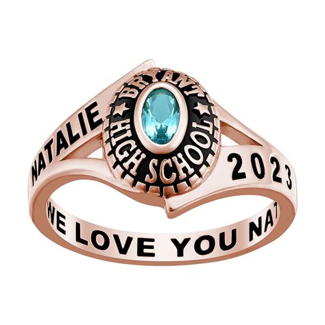 Ladies' Rose Gold Over Sterling Birthstone Traditional Class Ring ...