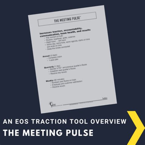 EOS Traction Tools Overview: The Meeting Pulse — Helping Companies Deliver More Value Through ...