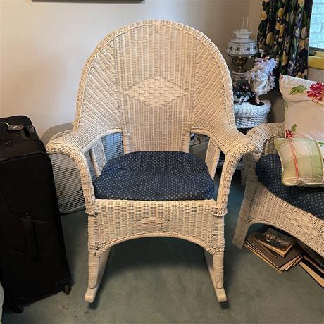 Rust Belt Revival Online Auctions - Antique White Wicker Rocking Chair