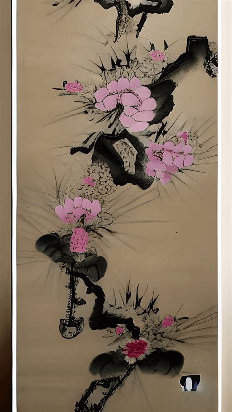 Beautiful Chinese Ink Painting of Lots of Flowers · Creative Fabrica