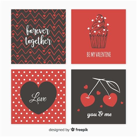 Free Vector | Valentine's day cards set