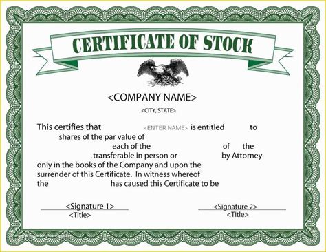 Corporate Stock Certificates Template Free Of 40 Free Stock Certificate Templates Word Pdf ...