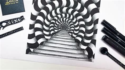 Endless tunnel [Video] in 2021 | Optical illusions drawings, Art kits for kids, Op art projects