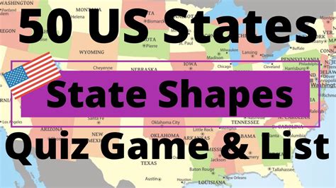 50 US States Shapes Quiz Game & List (Geography For Kids & Adults ...