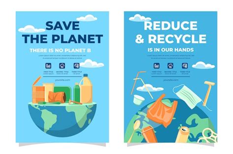 Premium Vector | Flat design climate change flyer