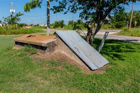 An Old Storm Cellar Or Tornado Shelter In Rural Oklahoma. Stock Image ...