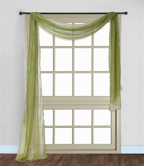 1 PC SOLID SAGE GREEN SCARF VALANCE SOFT SHEER VOILE WINDOW PANEL ...