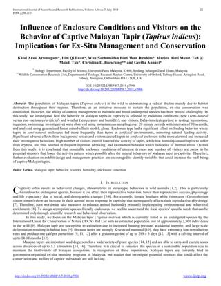 Influence of Enclosure Conditions and Visitors on the Behavior of ...