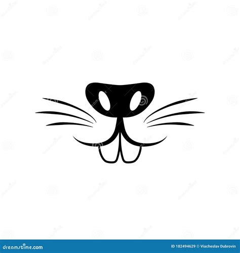 Cute Rabbit Nose Minimalist Black on White Vector Illustration. Cute Rabbit Icon Stock Vector ...