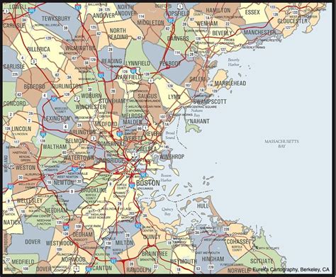 Simple Boston Area map © Eureka Cartography, Berkeley, CA | Area map, Cartography, Map