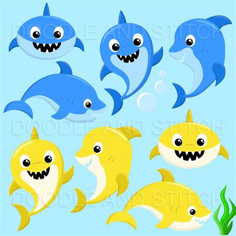 Shark Family Clipart Illustrations | Cute shark, Baby clip art, Shark illustration