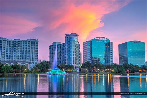 Orlando Lake Eola Florida City Skyline