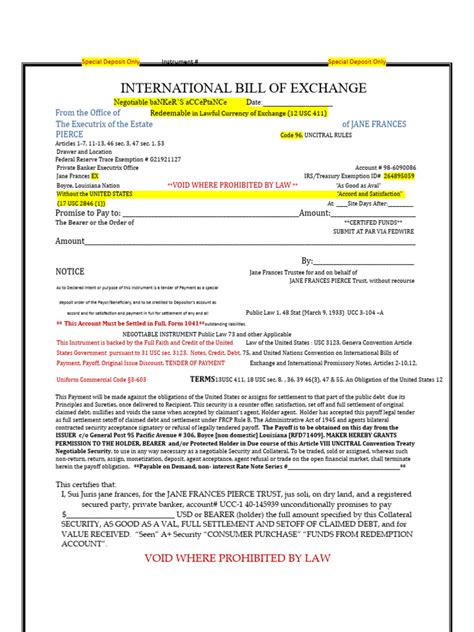 International Bill of Exchange --Template | PDF | Negotiable Instrument | Legal Tender