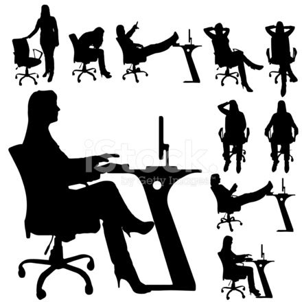 Vector Silhouette Of Woman With A Computer. Stock Photo | Royalty-Free | FreeImages