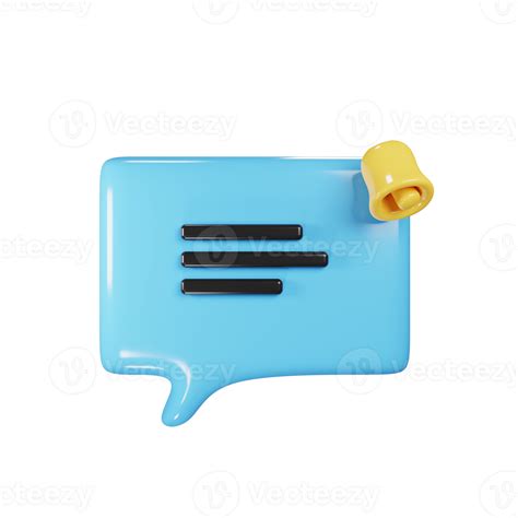 3d bubble chat message with notification bell. 3d render online chat concept. Illustration of ...