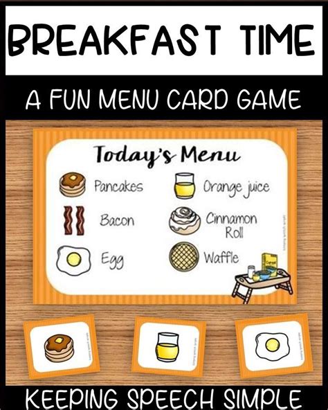 This breakfast themed menu, card game is a fun way to develop vocabulary and play skills with ...