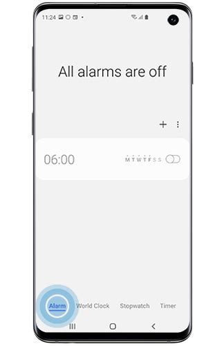 How do I set, edit and turn on or off alarms on my Samsung Galaxy smartphone? | Samsung IE