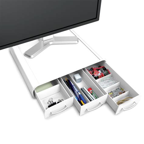 Mind Reader PC, Laptop, IMAC Monitor Stand and Desk Organizer, White ...