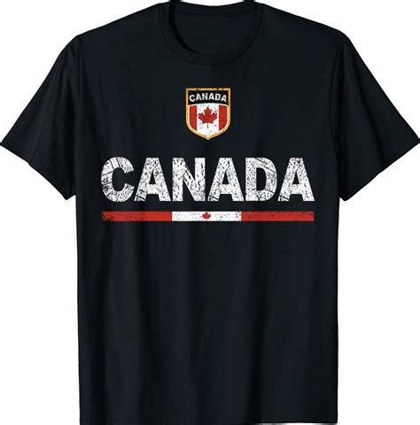 Canada Soccer Fans Jersey Canadian Flag Football Lovers Vintage TShirt