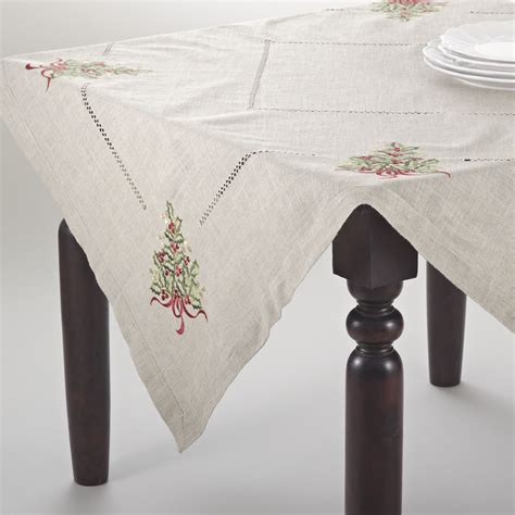 Christmas Tree Embroidered Tablecloth | Christmas tree design, Tablecloth sizes, Holiday tablecloths