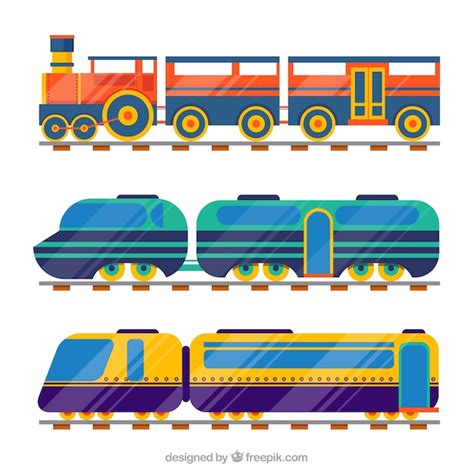 Collection of 3 types of trains | Free Vector