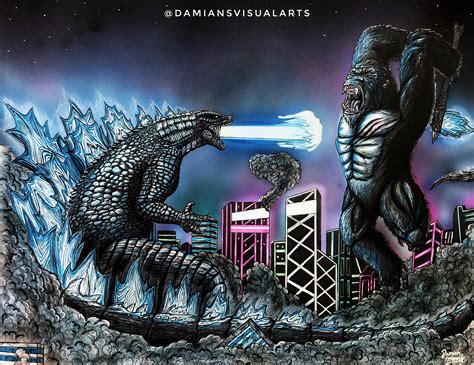 Godzilla vs Kong Marker Drawing | Etsy