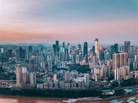 Aerial view of Nan'an city, Chongqing, China stock photo