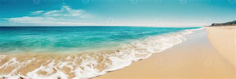 Panorama tropical sea and sandy beach with blue sky banner. 23146364 Stock Photo at Vecteezy