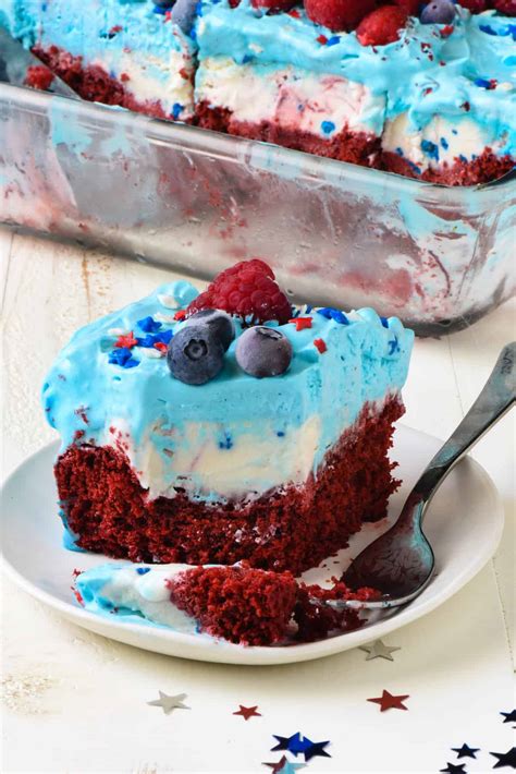 Red White and Blue Ice Cream Cake - Foxes Love Lemons