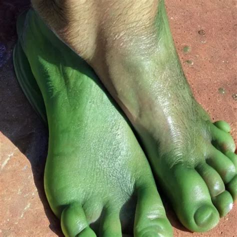 close up of shrek's beautiful oiled green feet | Stable Diffusion