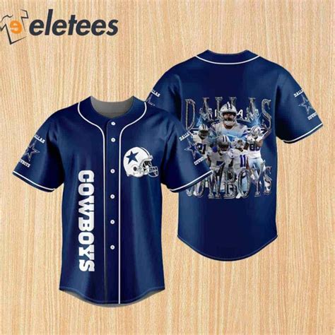 Dallas Cowboys Blue Cowboys Logo And Helmets Baseball Jersey