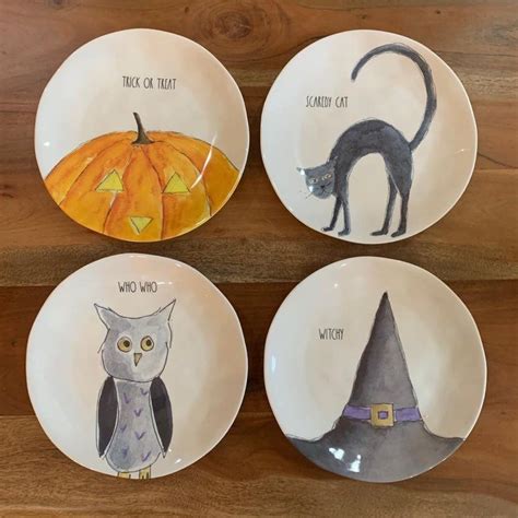 4 Rae Dunn Halloween Melamine Plates | Melamine plates, Rae dunn, Dunn