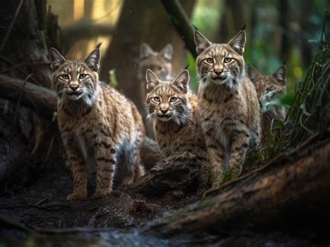 Premium AI Image | Group of Bobcat in natural habitat generative AI