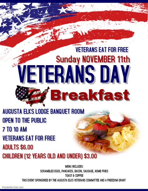 Veterans Day Breakfast – Veterans Eat For Free – $6 adults Children $3 ...