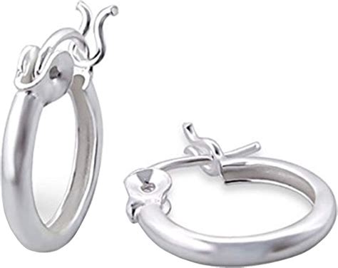 Small Plain Creole Earrings – Sterling Silver – 1.2cm Hoop Gift – BigaMart