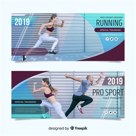 Sport banners template with photo Vector | Free Download