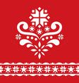 Christmas white scandinavian folk art on red rein Vector Image