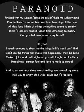 Black Sabbath~ Paranoid | Black sabbath lyrics, Black sabbath, Great song lyrics