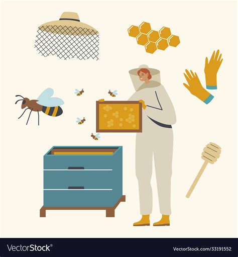 Apiculture honey production beekeeping Royalty Free Vector