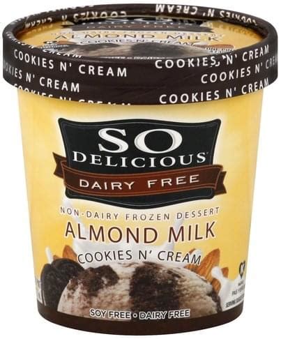 So Delicious Almond Milk, Cookies N' Cream Non-Dairy Frozen Dessert - 1 pt, Nutrition ...