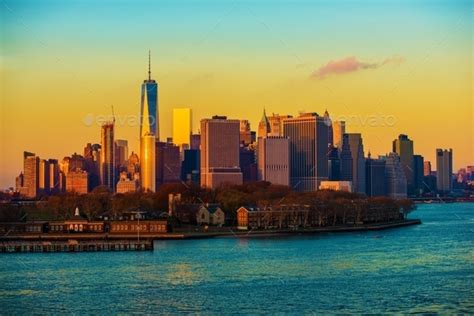 New York City Skyline Sunset Stock Photo by duallogic | PhotoDune