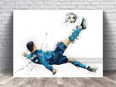 Cristiano Ronaldo Poster, Bicycle Kick, Real Madrid, Canvas Wrap, Wall ...