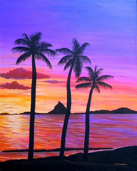 Hawaiian Sunset Painting at PaintingValley.com | Explore collection of ...