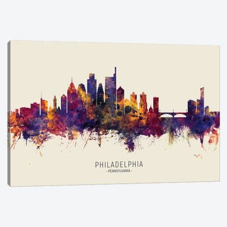 Philadelphia Skyline Canvas Artwork by WallDecorAddict | iCanvas