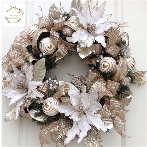 White And Gold Christmas Wreath – HomeDecorish