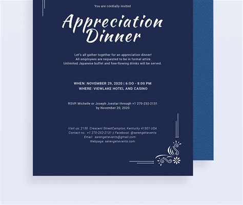 Appreciation Dinner Invitation Wording