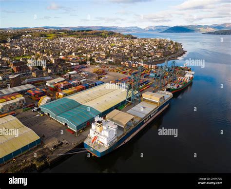 Aerial view of Peel Ports Clydeport Greenock Ocean Terminal in Greenock, Scotland, UK Stock ...