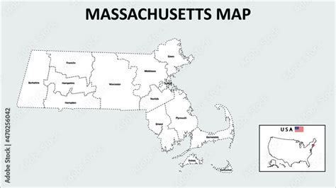 Massachusetts Map. State and district map of Massachusetts ...