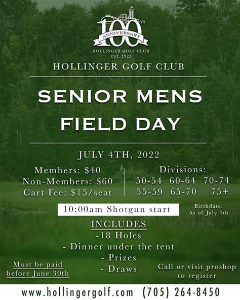 Senior Men’s Field Day - Hollinger Golf Club